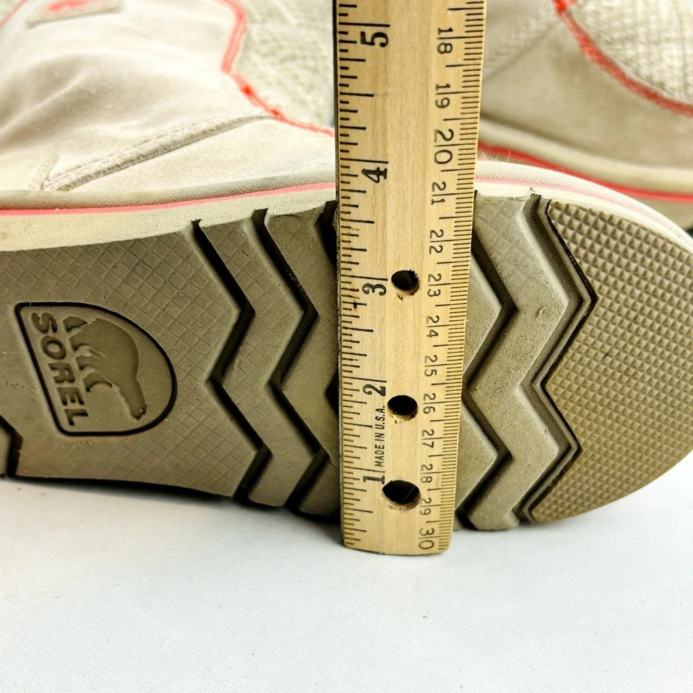 Sorel The Campus Tall Pull On Winter Boots Youth Girls‎ 2 Beige Suede Knit Lined